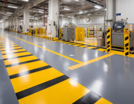 Industrial floors with safety line marking