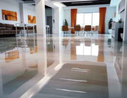 conference space with epoxy floor