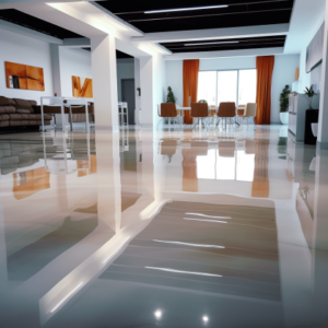 conference space with epoxy floor