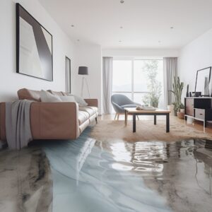 A cosy living room with epoxy floor