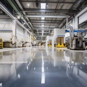 A manufacturing plant with flakes floor